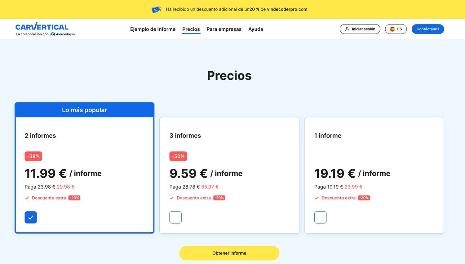 carvertical precios